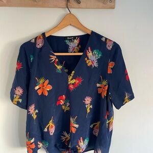 Madewell Floral Blouse - Navy and Multicolor